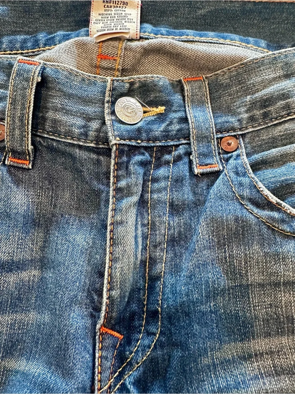 True Religion World Tour Boot Cut Jeans Distressed Horseshoe